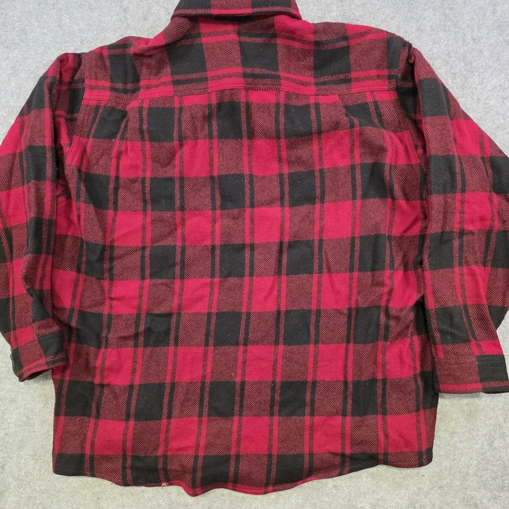 L.L. Bean Shirt Mens XL Red Plaid Long Sleeve Flannel Button Up Wool USA Buffalo